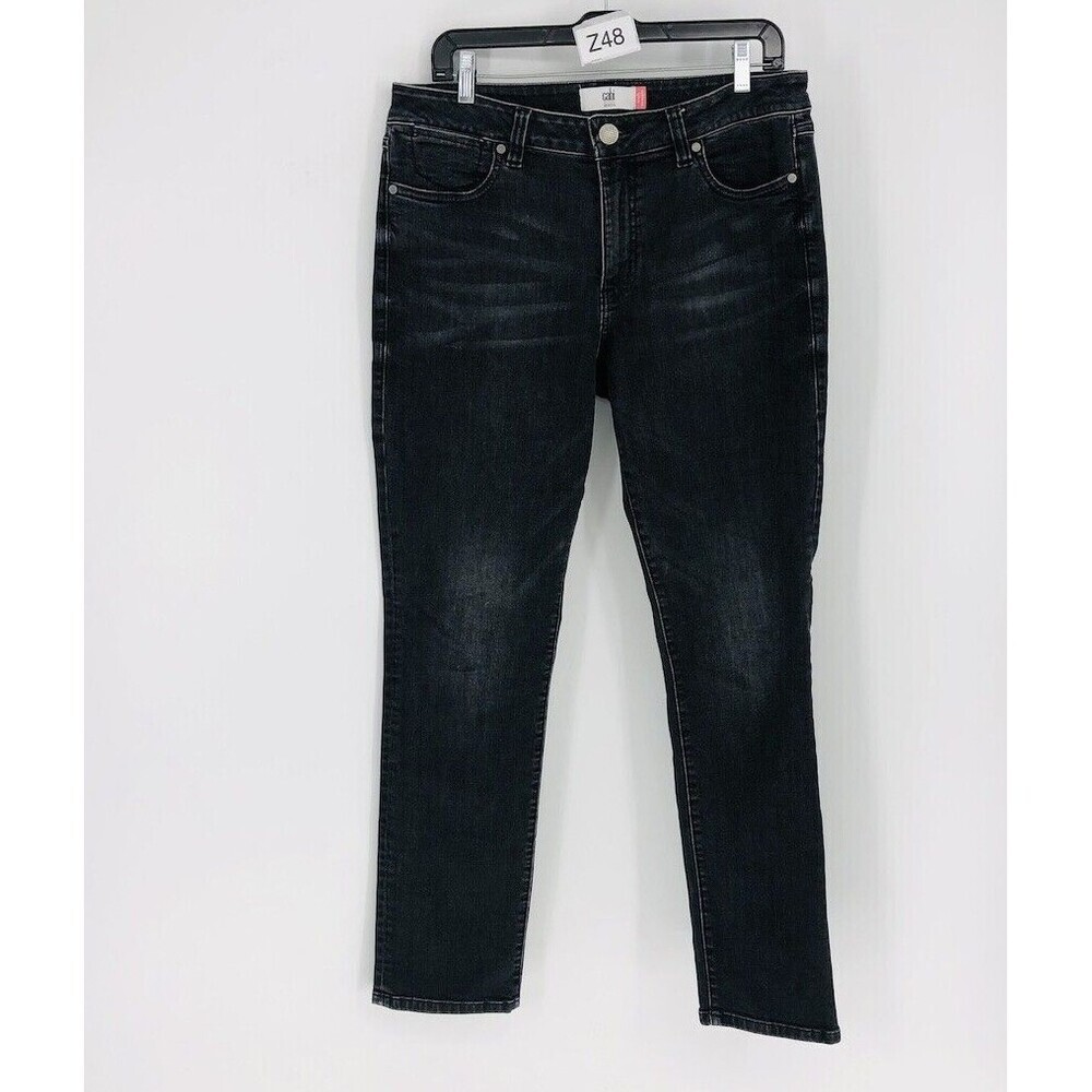 Cabi Women's Black Cotton Blend High Rise Straight Leg Jeans Pant Size 10